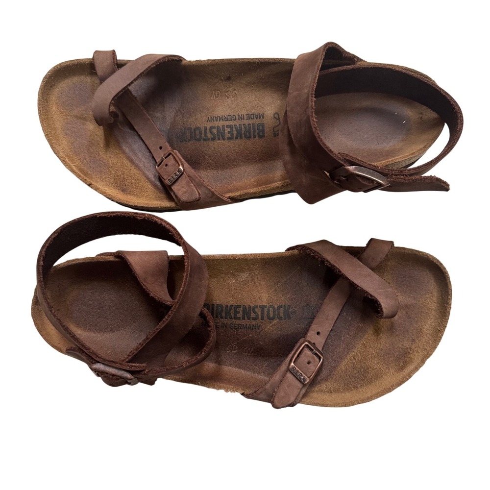 Birkenstock Yara Habana Brown Oiled Leather Ankle Strap Sandals Womens 40 L9 M7